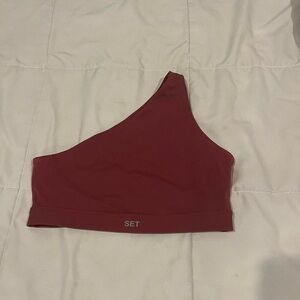 SET One-Shoulder Sports Bra - Burgundy